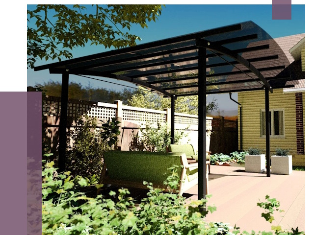 Навесы для террасы в Сегеже от 13266 руб. под ключ | ПРОЛЁТ-Сгж