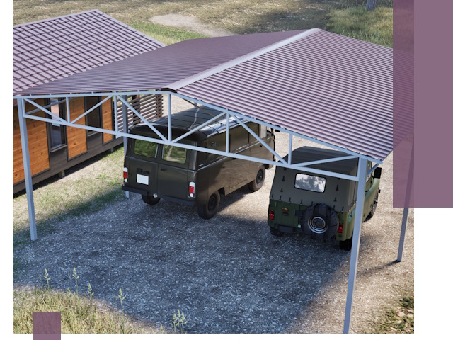 Двускатные навесы под ключ в Сегеже — изготовление и монтаж